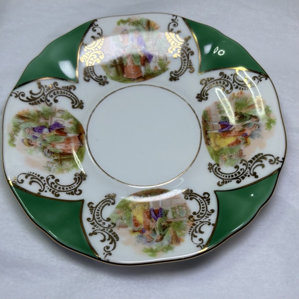 Tea Saucer Bavaria Germany Post WWII US Zone Dresden Demitasse‎ Green Antique